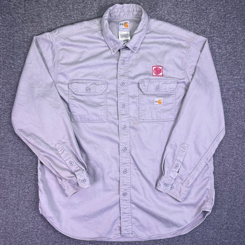 Carhartt FR Shirt Men XL Gray Workwear Flame Resistant Cat 2 Westex Utility Gear